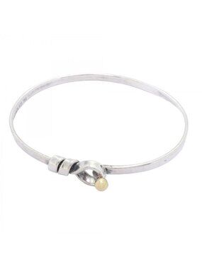 Tiffany & Co Bangle Hook Eye 18k Yellow Gold 925 Sterling Silver Bracelet